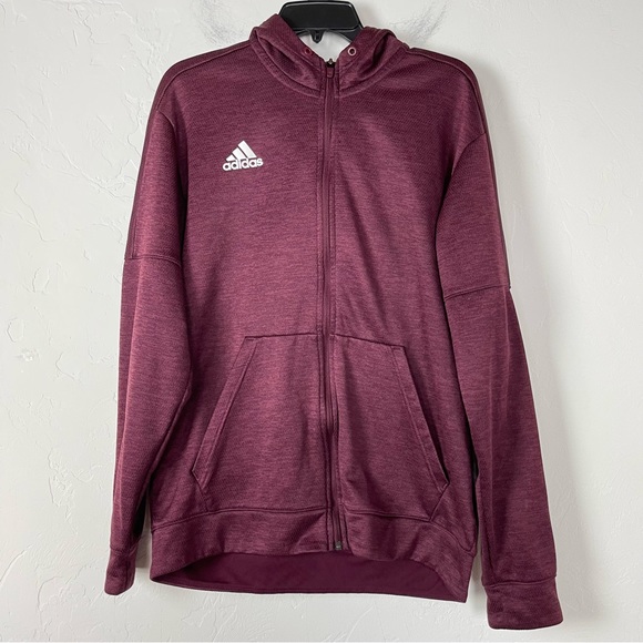 adidas Other - Adidas Jacket Hoodie Melium Team Issue Burgundy Maroon Full Zip Workout Athletic